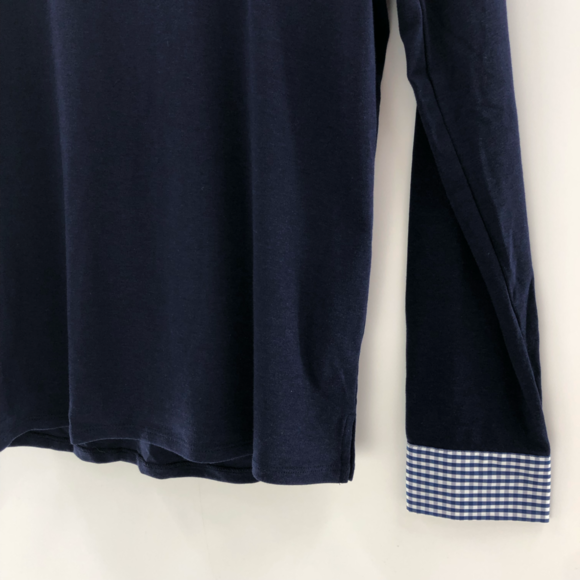 Riley Rae Juliette Bow-Neck Gingham-Trim Preppy Navy Small - Picture 8 of 11